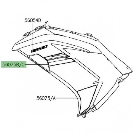 Autocollant supérieur flanc de carénage Kawasaki Er-6f vert (2016) | Moto Shop 35
