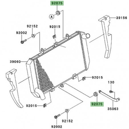 Amortisseur caoutchouc radiateur Kawasaki Z1000SX (2011-2019) | Réf. 920751123