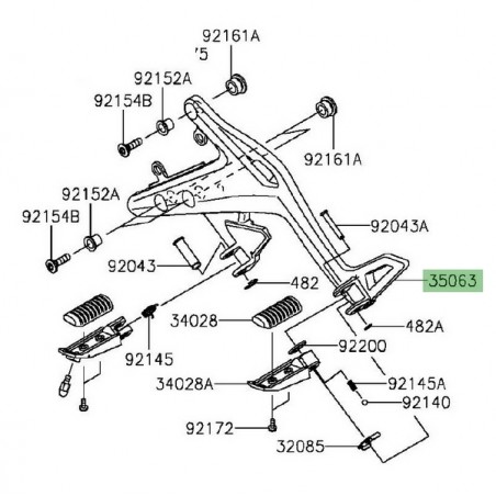 Platine repose-pieds gauche Kawasaki Er-6f (2012-2016) | Réf. 35063087118R