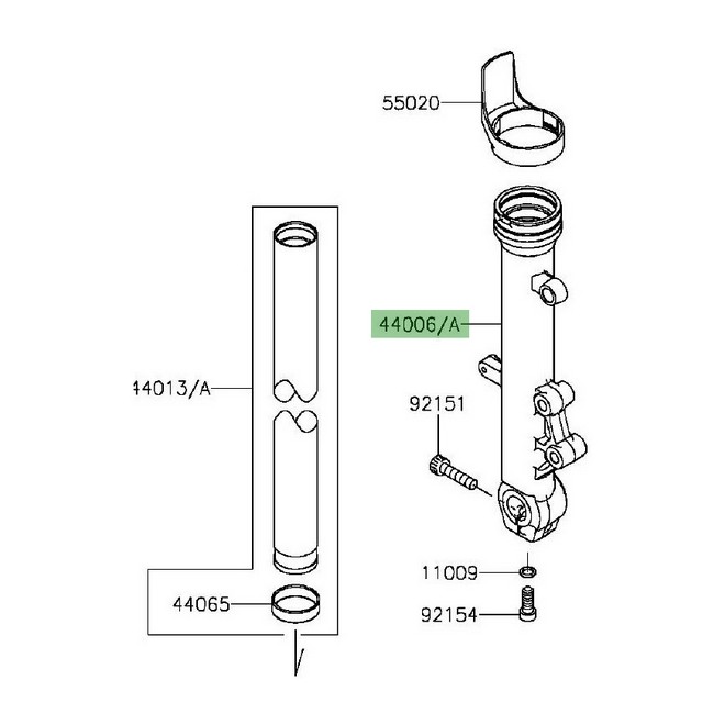 Fourreau de fourche droit Kawasaki Er-6f (2012-2016) | Moto Shop 35