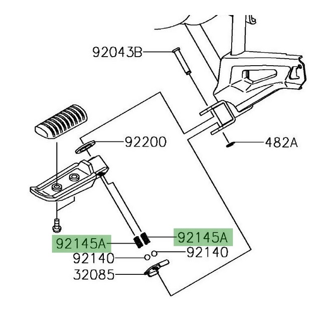 Ressort repose-pieds passager Kawasaki | Réf. 921451319