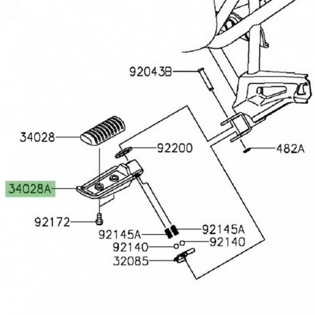 Repose-pieds arrière gauche Kawasaki Versys 650 (2015-2020) | Réf. 340280314
