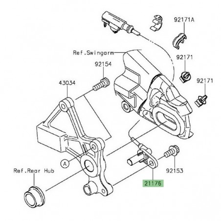 Câble ABS roue arrière Kawasaki Er-6f ABS (2012-2016) | Réf. 211760703