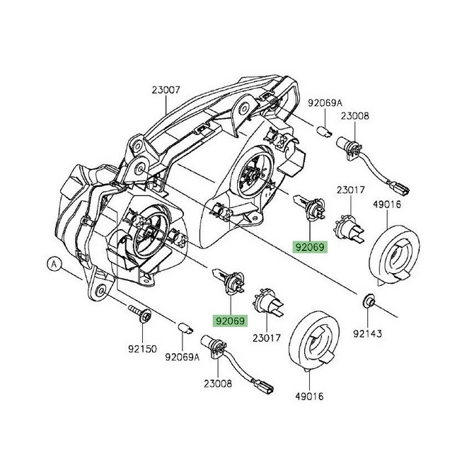 Ampoule H7 (12V/55W) optique avant Kawasaki Er-6f (2012-2016) | Réf. 920690053