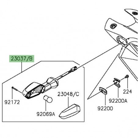 Clignotant arrière gauche Kawasaki Er-6f (2012-2016) | Réf. 230370300