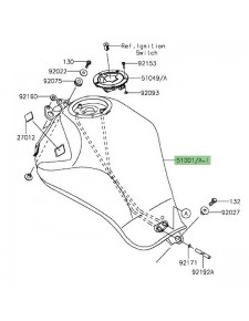 Réservoir d'essence peint Kawasaki Er-6f (2012-2016) | Moto Shop 35