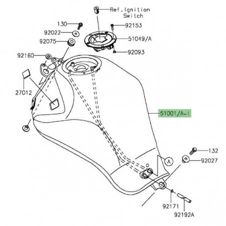 Réservoir d'essence peint Kawasaki Er-6f (2012-2016) | Moto Shop 35