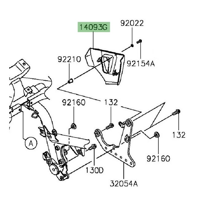 Cache platine repose-pieds droit Kawasaki Vulcan S (2015 et +) | Réf. 14093034918T