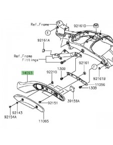 Fixation latérale gauche garde-boue arrière Kawasaki Vulcan S (2015 et +) | 14093010318T