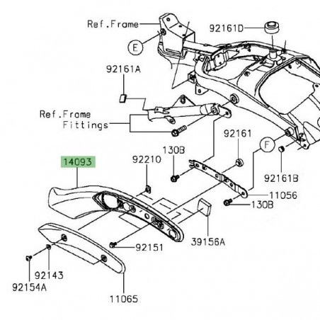 Fixation latérale gauche garde-boue arrière Kawasaki Vulcan S (2015 et +) | 14093010318T