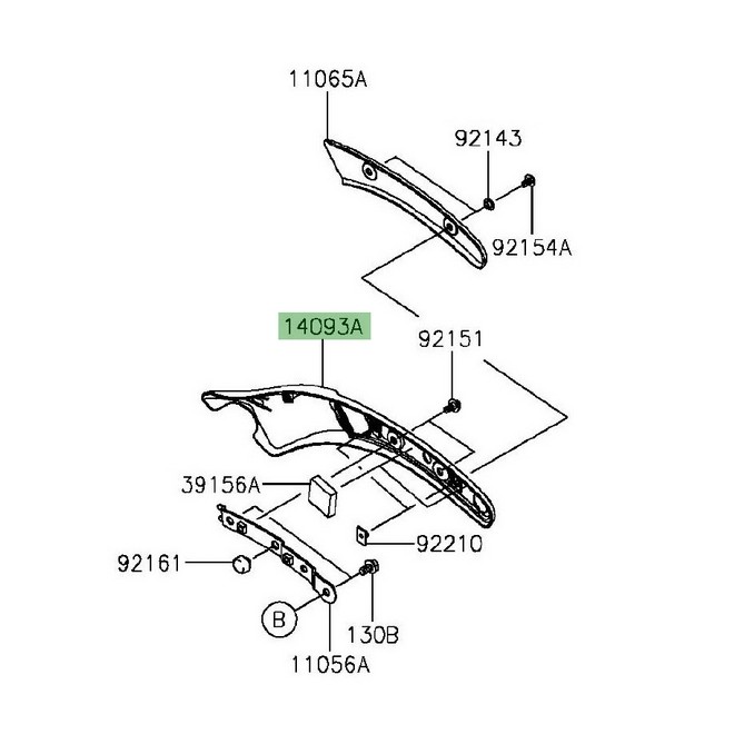 Fixation latérale droite garde-boue arrière Kawasaki Vulcan S (2015 et +) | 14093010418T