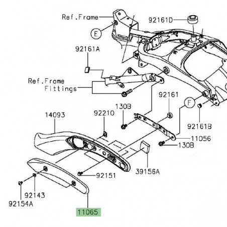 Enjoliveur fixation latérale gauche garde-boue arrière Kawasaki Vulcan S (2015 et +) | Réf. 11065086418T
