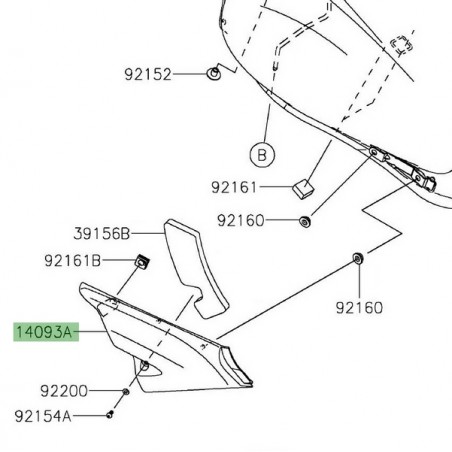 Habillage sous réservoir gauche Kawasaki Vulcan S (2015 et +) | Réf. 140930106