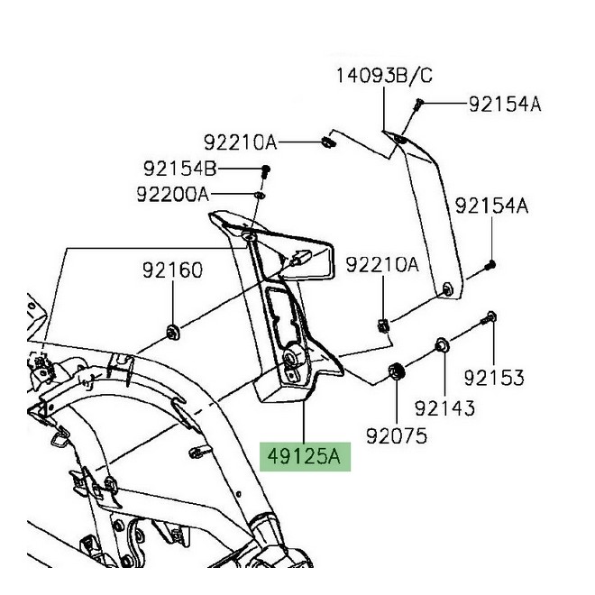 Écope de radiateur droite Kawasaki Vulcan S (2015 et +) | Réf. 491250587