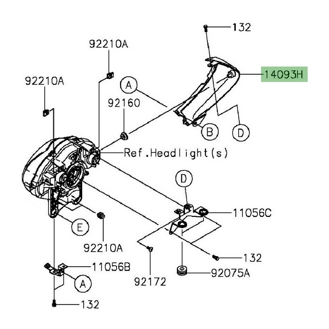 Flanc optique avant droit Kawasaki Vulcan S (2015 et +) | Réf. 14093049745L
