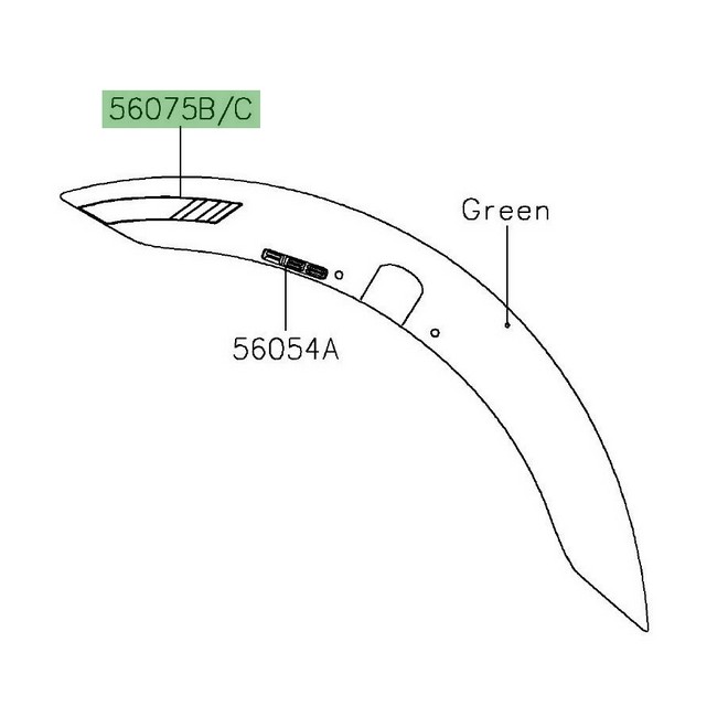 Autocollant garde-boue avant Kawasaki Vulcan S kaki (2019) | Réf. 560757571 - 560757572