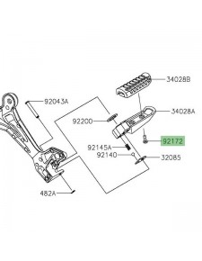 Vis M5x14 pour fixation caoutchouc sur repose-pieds passager Kawasaki | Réf. 921720473