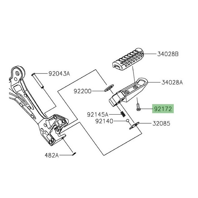 Vis M5x14 pour fixation caoutchouc sur repose-pieds passager Kawasaki | Réf. 921720473