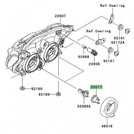 Prise ampoule H7 optique avant Kawasaki Z750 (2007-2012) | Réf. 230170003