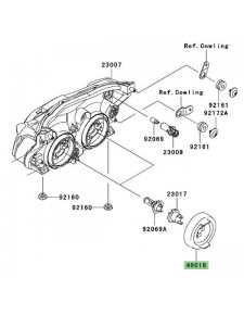 Obturateur caoutchouc optique avant Kawasaki Z750 (2007-2012) | Réf. 490160038