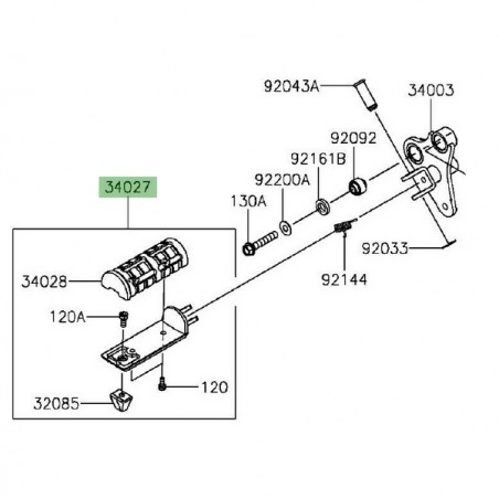 Repose-pieds avant gauche Kawasaki Vulcan S (2015 et +) | Réf. 340270012