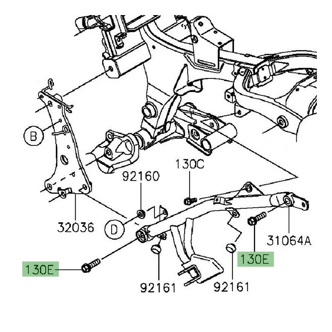 Vis M10x35 fixation repose-pieds arrière Kawasaki Vulcan S (2015 et +) | Réf. 130CA1035