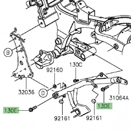 Vis M10x35 fixation repose-pieds arrière Kawasaki Vulcan S (2015 et +) | Réf. 130CA1035