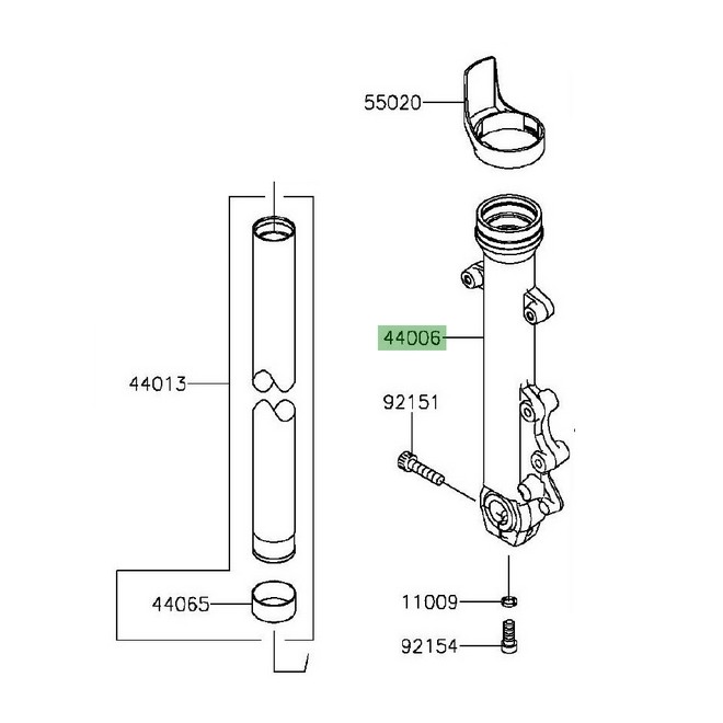Fourreau de fourche droit Kawasaki Vulcan S (2015-2016) | Réf. 44006010032A