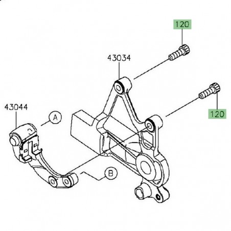 Vis M8x25 fixation étrier de frein arrière Kawasaki Vulcan S (2015 et +) | Réf. 120CB0825