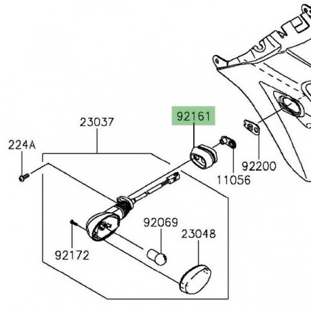 Amortisseur caoutchouc clignotant arrière Kawasaki Vulcan S (2015 et +) | Réf. 921611680