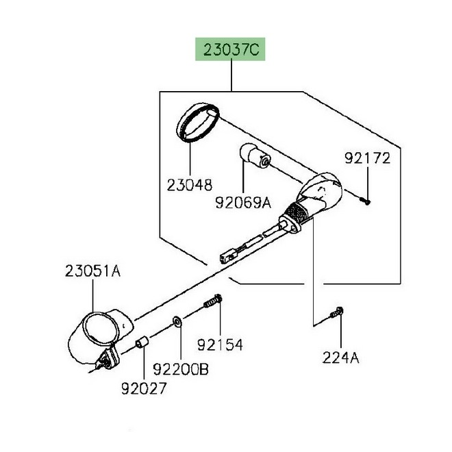 Clignotant avant droit Kawasaki Vulcan S (2015 et +) | Réf. 230370417