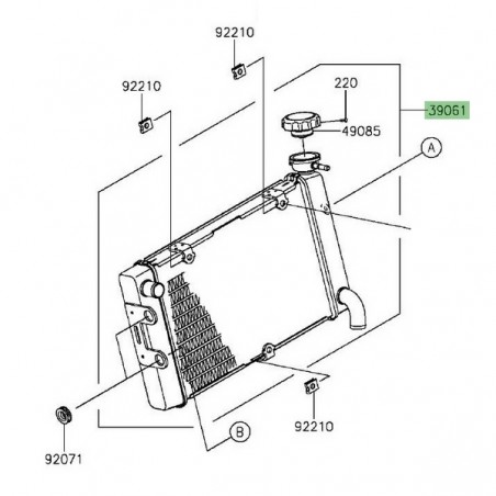 Radiateur d'origine Kawasaki Vulcan S (2015-2019) | Réf. 390610714