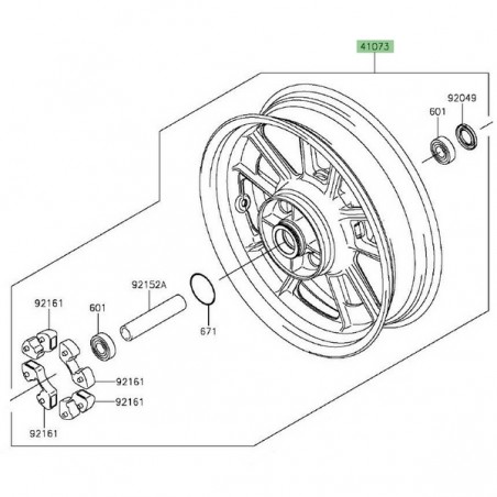 Jante arrière noire d'origine Kawasaki Vulcan S (2015 et +) | Réf. 410730654QT
