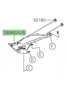 Flanc de coque arrière gauche Kawasaki Z125 (2019-2024) | Moto Shop 35