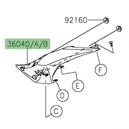Flanc de coque arrière gauche Kawasaki Z125 (2019-2024) | Moto Shop 35