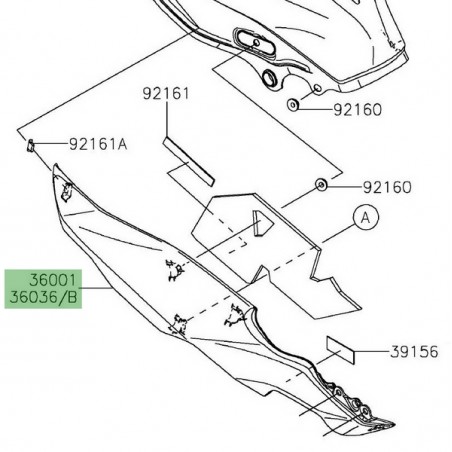 Habillage sous réservoir gauche Kawasaki Z125 (2019-2024) | Moto Shop 35