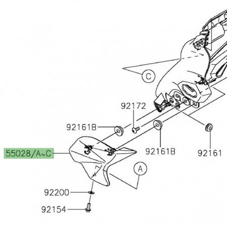 Flanc gauche tête de fourche Kawasaki Z125 (2019-2024) | Moto Shop 35