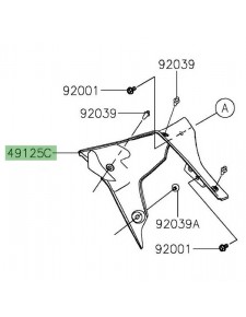 Intérieur écope de radiateur gauche Kawasaki Z125 (2019-2024) | Réf. 491250580