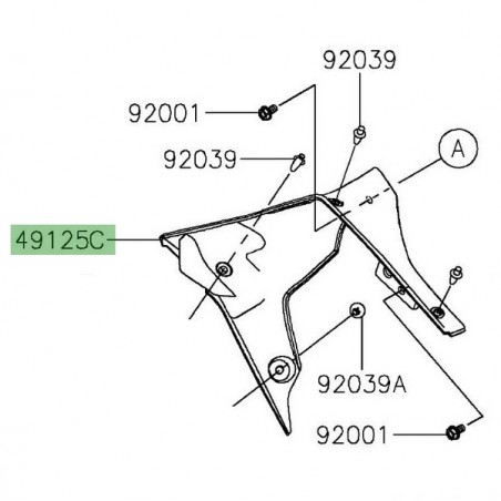 Intérieur écope de radiateur gauche Kawasaki Z125 (2019-2024) | Réf. 491250580
