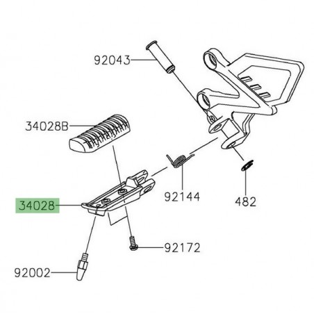 Repose-pieds avant gauche Kawasaki Z125 (2019-2024) | Réf. 340280035
