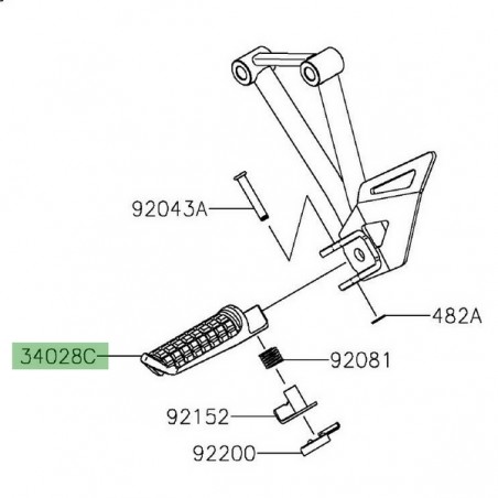Repose-pieds arrière gauche Kawasaki Z125 (2019-2024) | Réf. 340281488