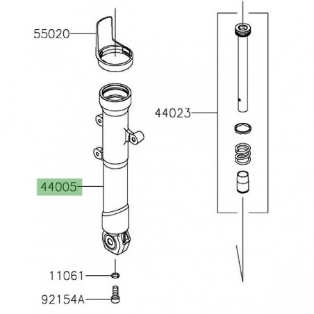 Fourreau de fourche gauche Kawasaki Z125 (2019-2024) | Réf. 44005009618R