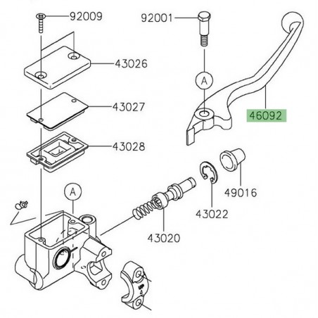 Levier de frein Kawasaki 460920049 | Moto Shop 35