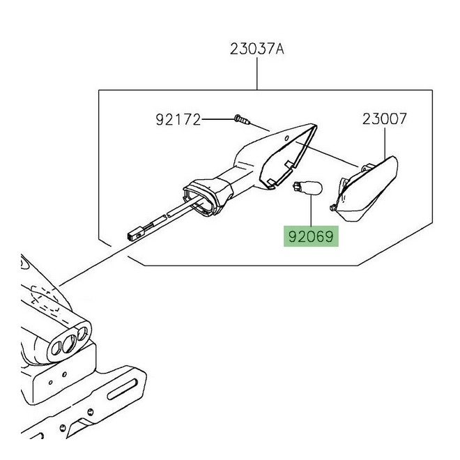 Ampoule (12V-10W) clignotants arrière Kawasaki Z125 (2019-2024) | Réf. 920690090