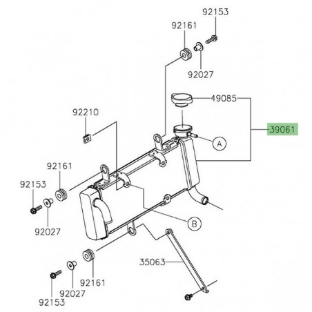 Radiateur d'origine Kawasaki Z125 (2019-2024) | Réf. 390610785