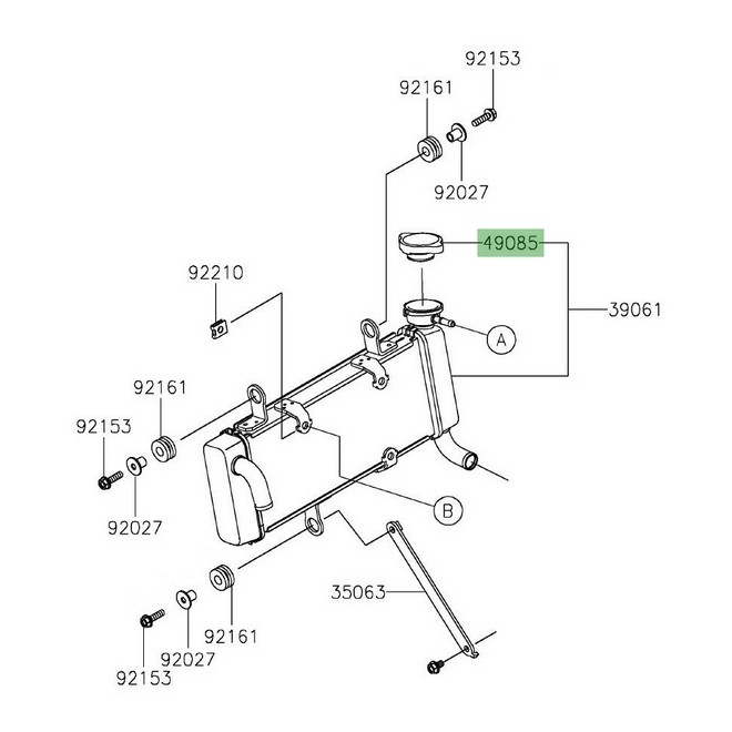 Bouchon de radiateur d'origine Kawasaki Z125 (2019 et +) | Réf. 490850014