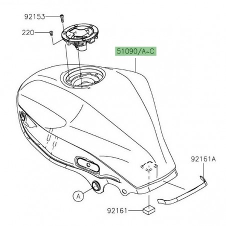 Réservoir d'essence peint d'origine Kawasaki Z125 (2019-2024) | Moto Shop 35
