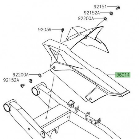 Garde-boue arrière Kawasaki 360140571 | Moto Shop 35