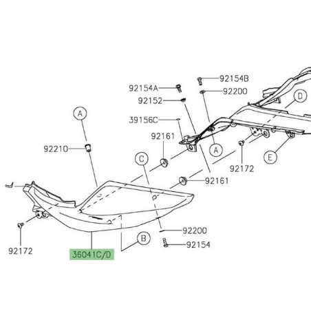 Flanc de coque arrière gauche peint Kawasaki Z400 (2019-2023) | Moto Shop 35