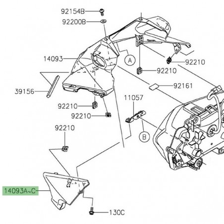 Flanc tête de fourche gauche Kawasaki Z400 (2019-2023) | Moto Shop 35